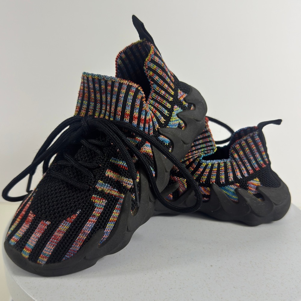 Volcano Knit Sneakers Boys Chunky Sole Rainbow Athletic Streetwear Size‎ 12